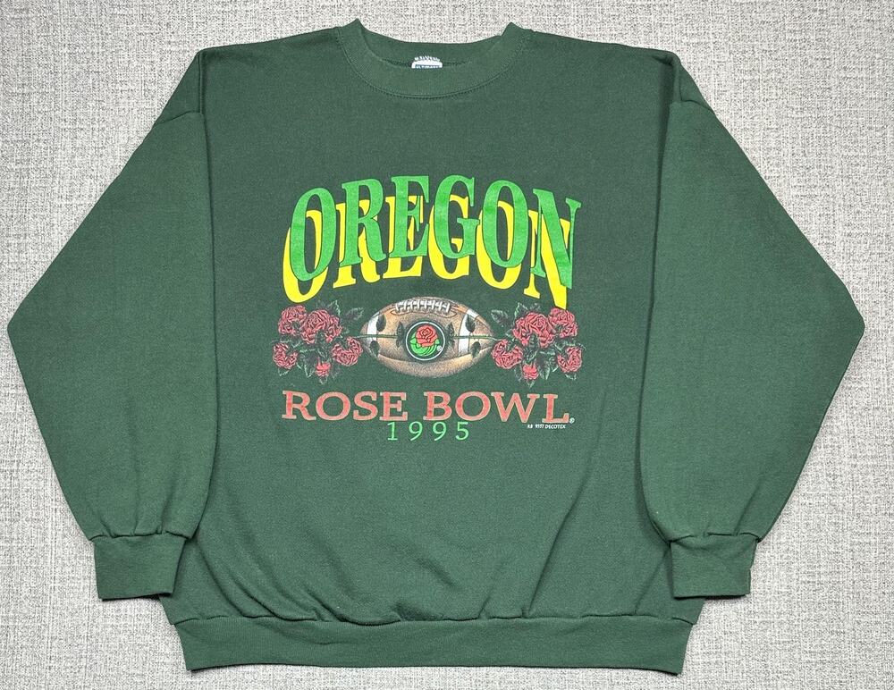 Vintage Oregon Ducks Rose Bowl Sweatshirt Sz 3XL Green Ultimate Sportswear 1995